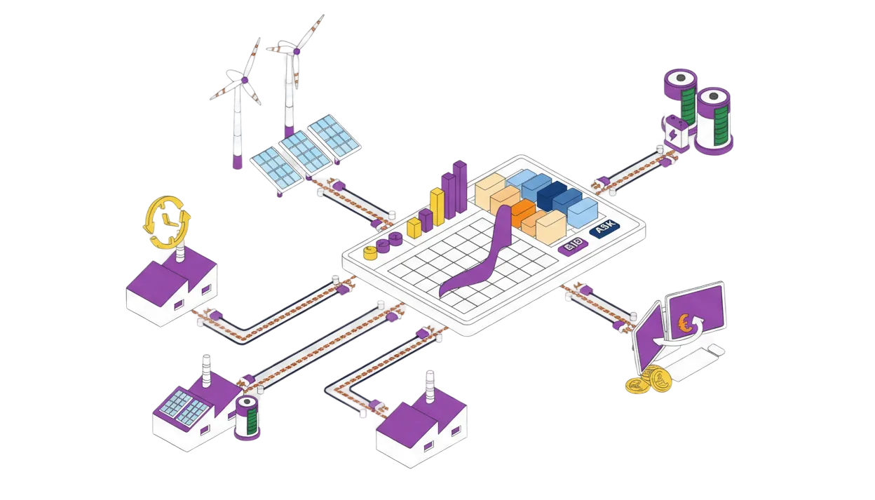 A render of three white cylindrical columns, against a warm creme background